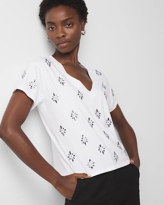 Tシャツ・カットソー Crystal Embellished T-shirt Kaos crystal-embellished T-shirt | White | FARFETCH